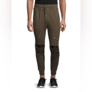 NWT Standard Issue NYC Green Destroyed Distressed Terry Jogger Pants Size M
